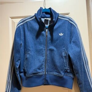adidas Blue Denim 3-Stripes Track Jacket